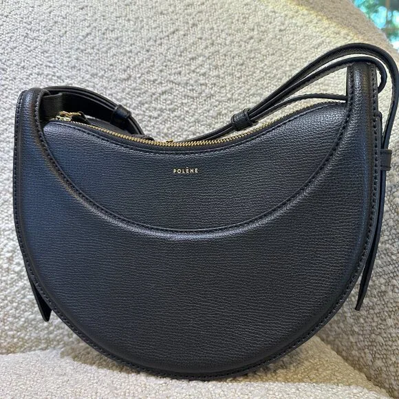 Polene Numero Dix (Number Ten Bag - Monochrome Black Textured leather) - Picture 2 of 15